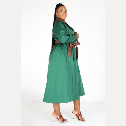 PS Two-tone Faux Leather Trench Coat