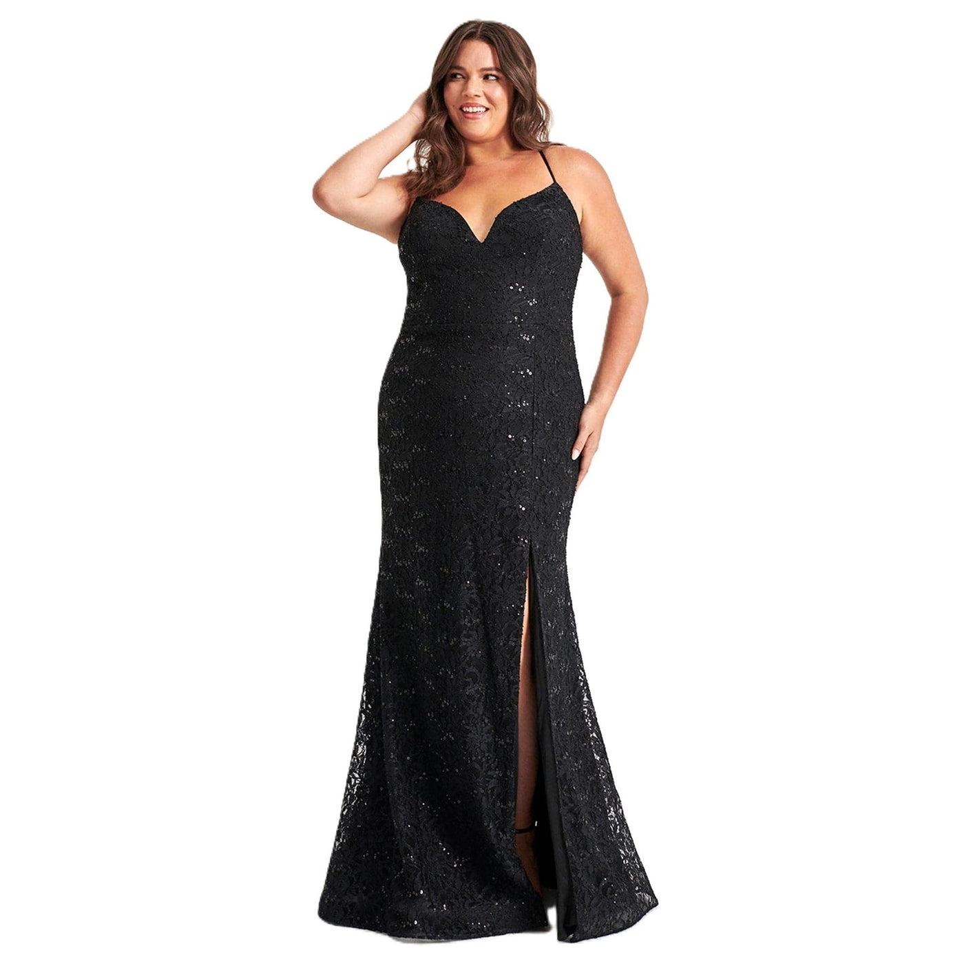 Elegant Lace Plus Size Gown With Lace-Up
