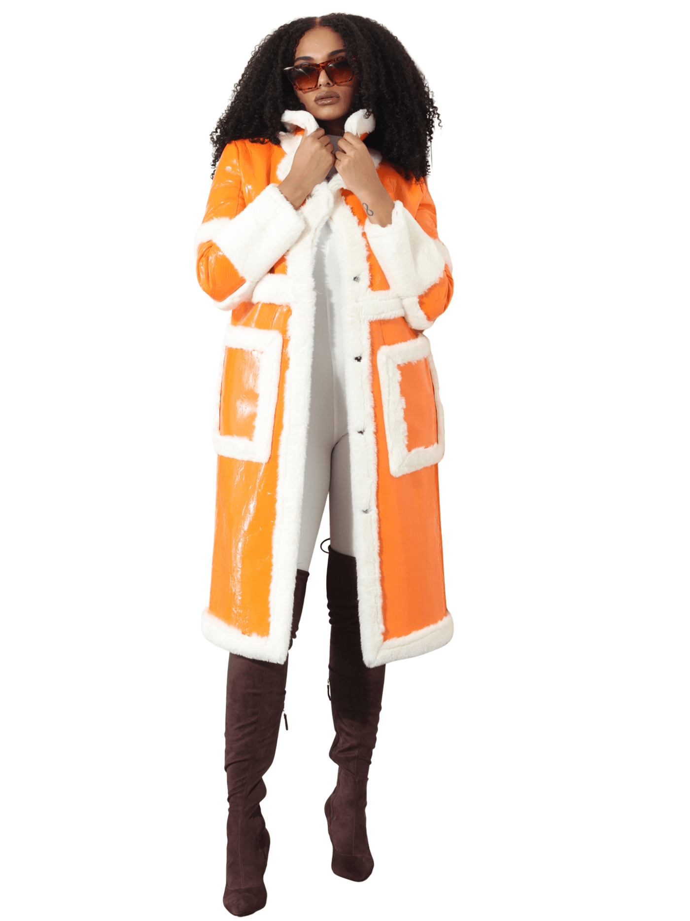 Faux Patent Coat