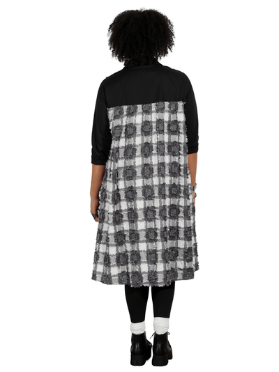 Frayed Checker Print Dress