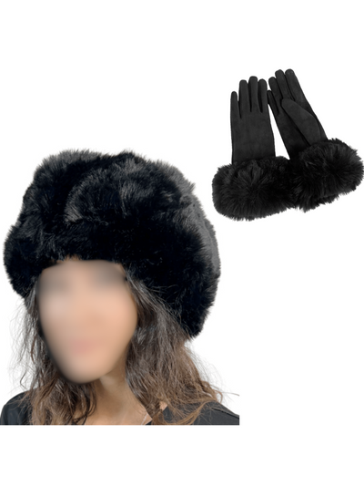 Fur Headband and Glove Set