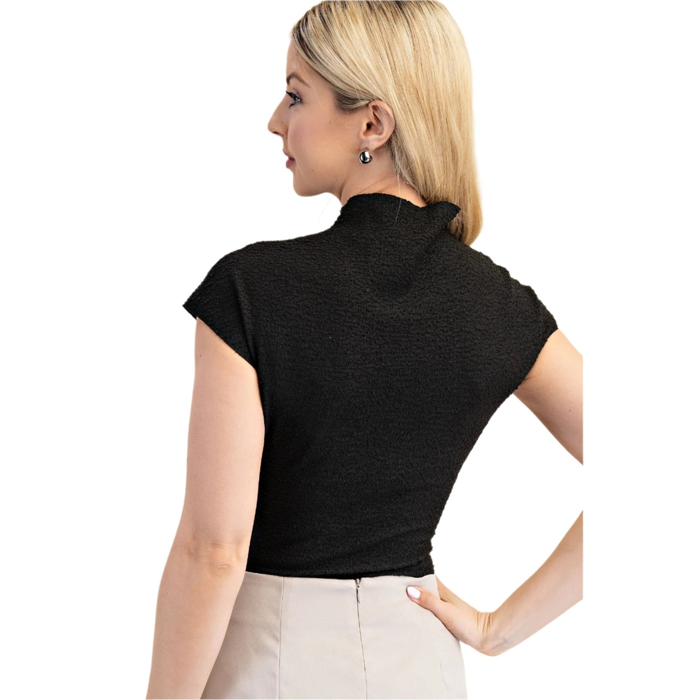 Pleated Mock Neck Bodysuit