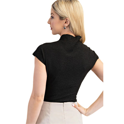 Pleated Mock Neck Bodysuit