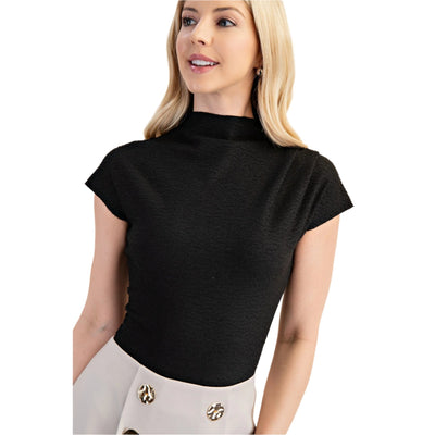 Pleated Mock Neck Bodysuit