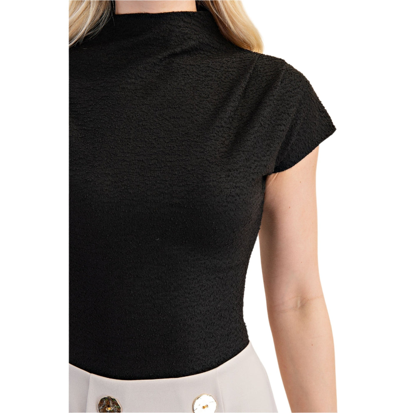 Pleated Mock Neck Bodysuit