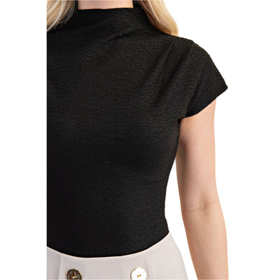 Pleated Mock Neck Bodysuit