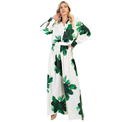 Floral Wide Leg Pant Set