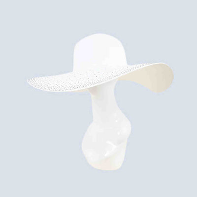 Straw Floppy Hat W/Rhinestones