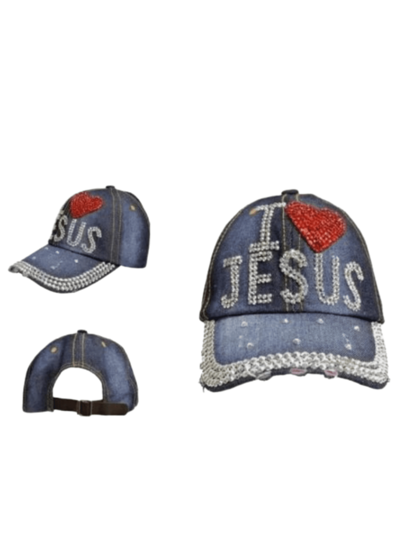 Rhinestone I Love Jesus Cap