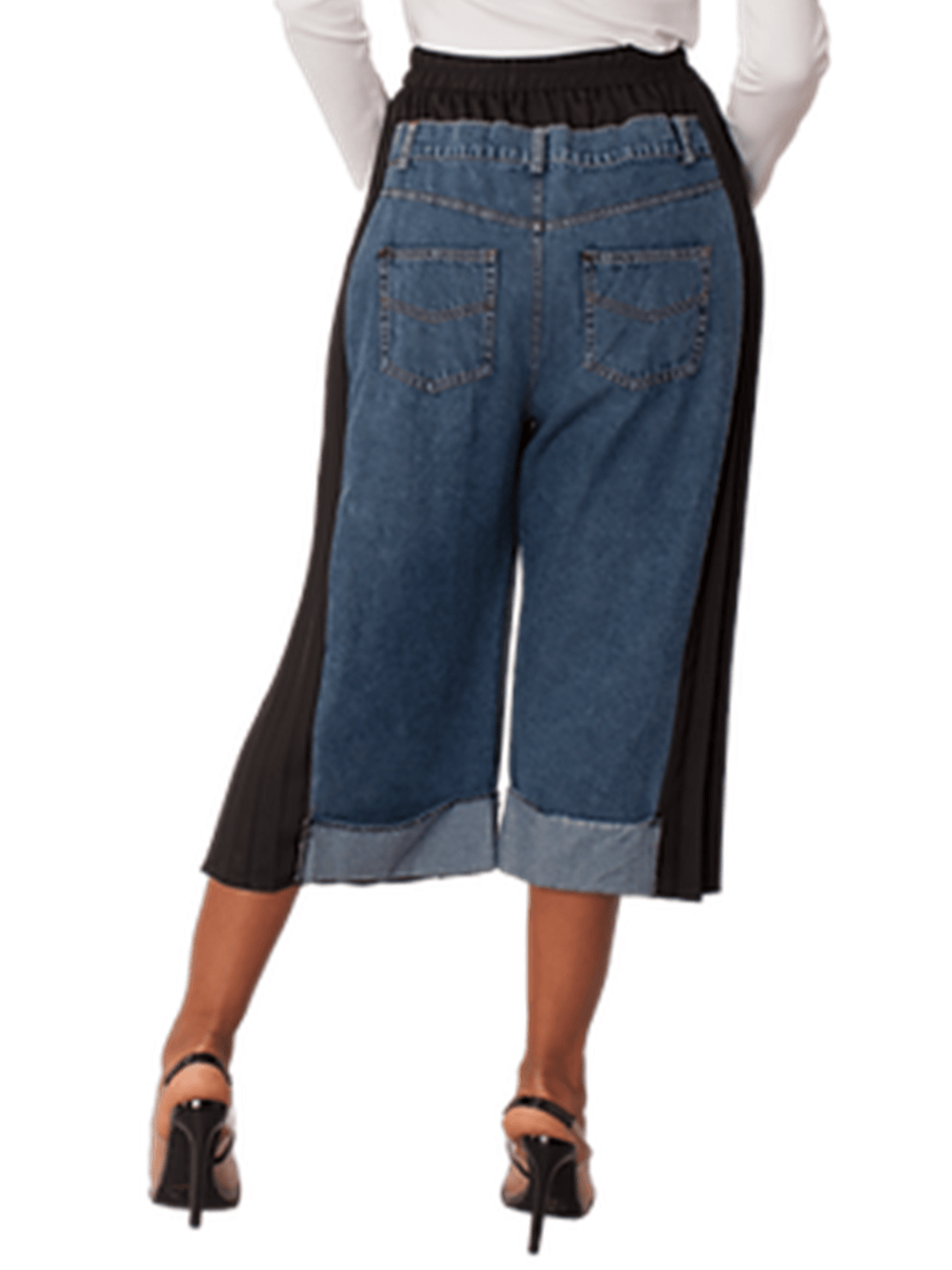 Inlay Pleated W/Denim Pants