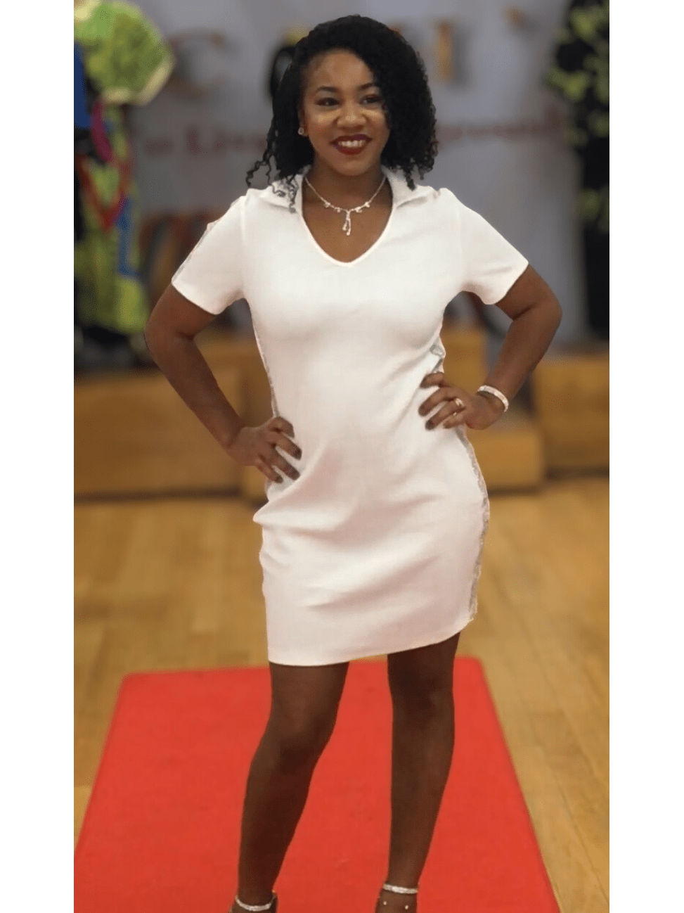 Knit Dress with Side Rhinestones