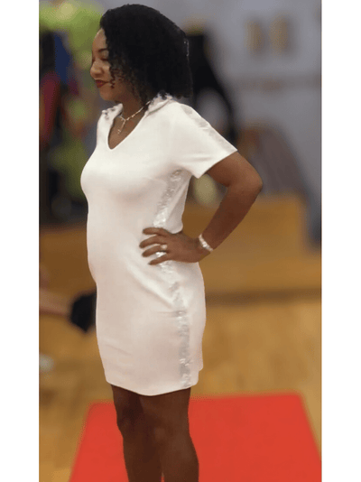 Knit Dress with Side Rhinestones