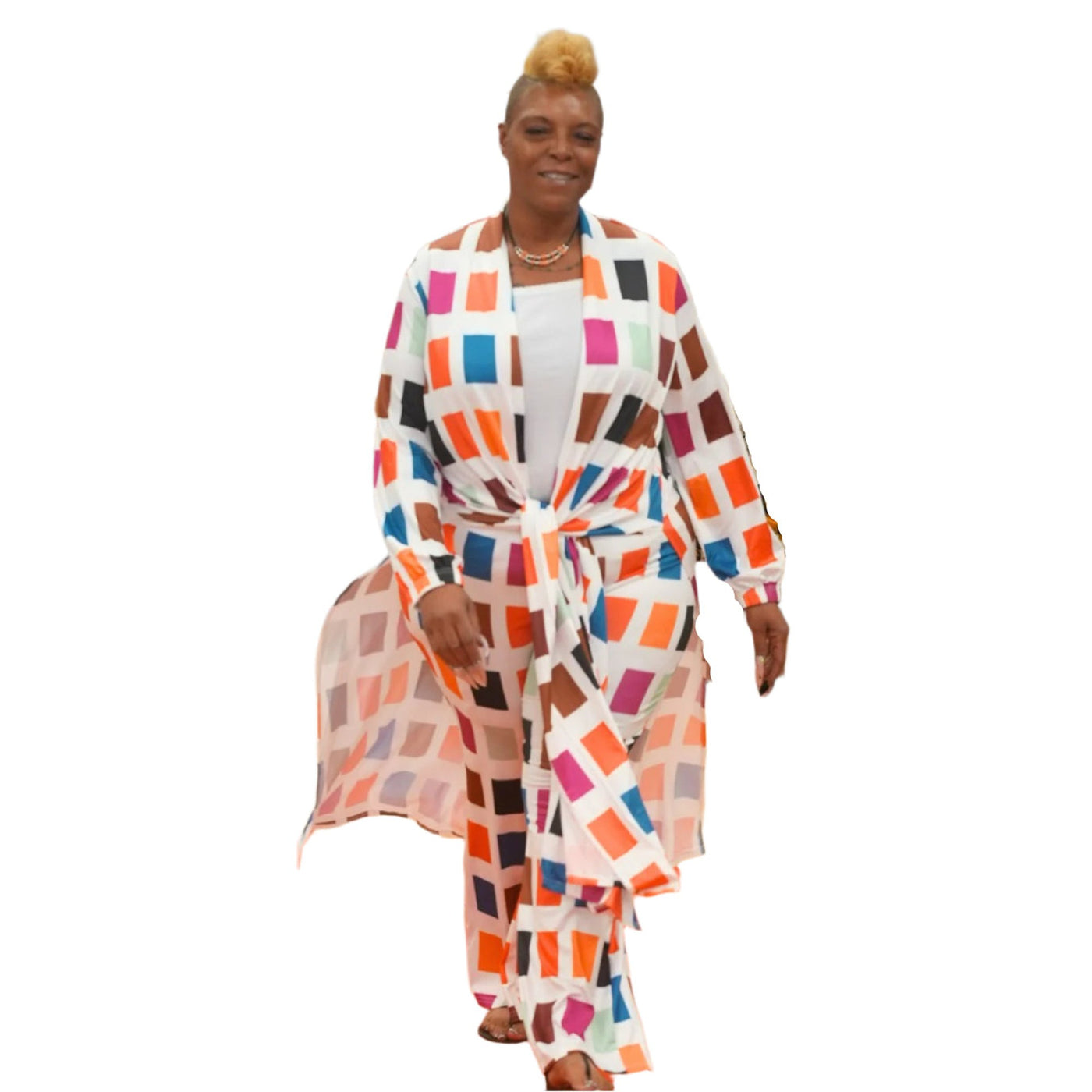 Multi Color Duster Pants Set Plus