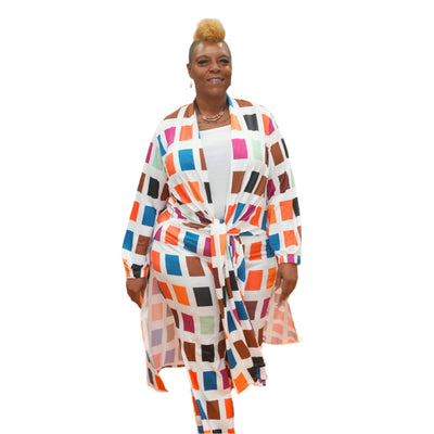 Multi Color Duster Pants Set Plus