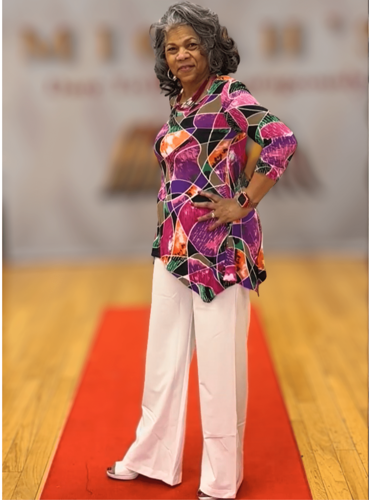 Long Tunic Print Vneck Top