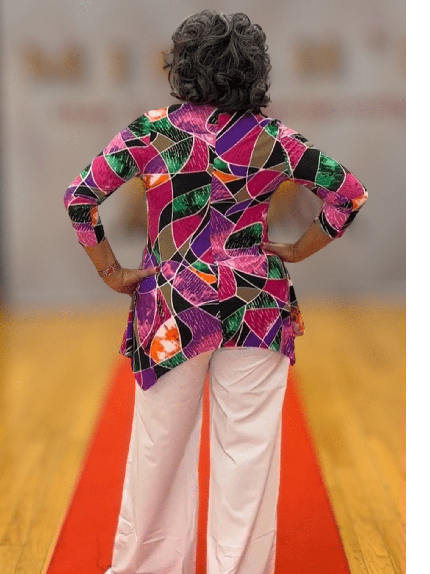 Long Tunic Print Vneck Top