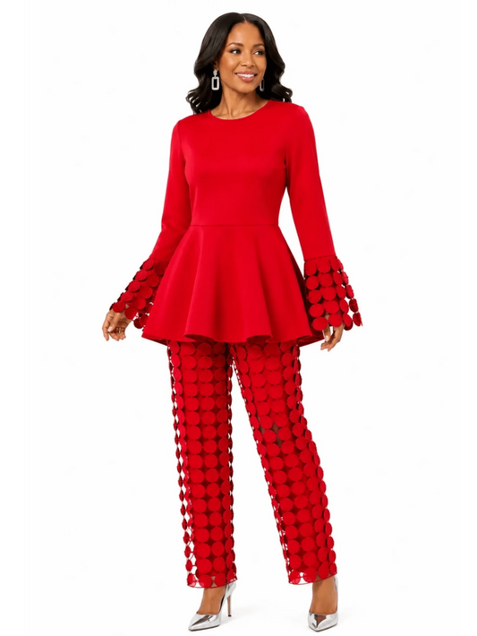 New Dimension Peplum Pant Set