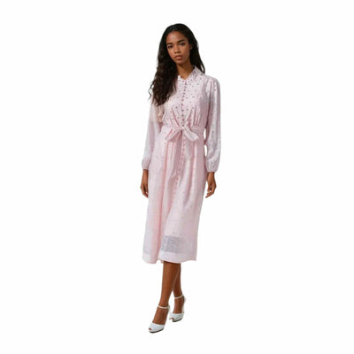 White Pearl Lined Lace Dress