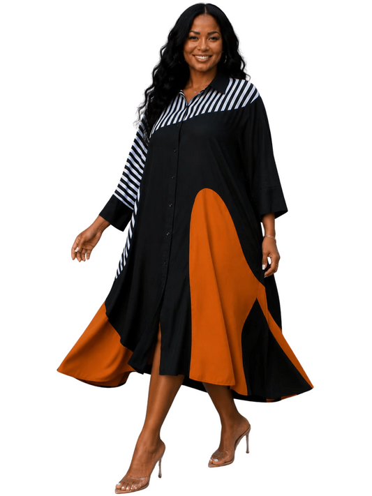Bold Colorblock Shirt Dress
