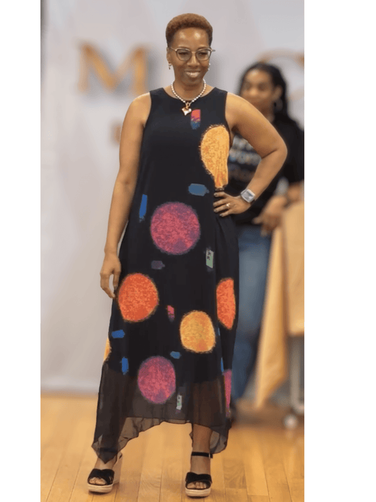 Print Long Sleeveless Dress