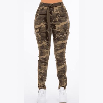 High Rise Camo Cargo Skinny Pants