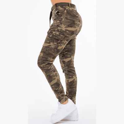 High Rise Camo Cargo Skinny Pants