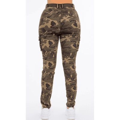 High Rise Camo Cargo Skinny Pants