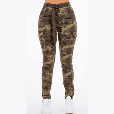 High Rise Camo Cargo Skinny Pants