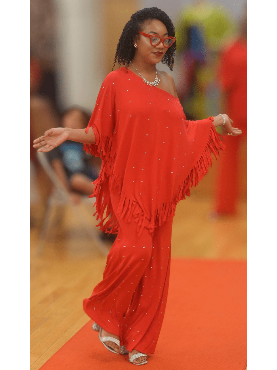 Rhinestone V-Point Tunic Set