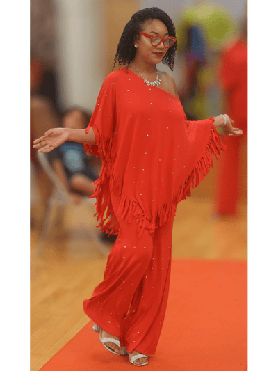 Rhinestone V-Point Tunic Set