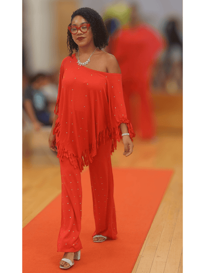 Rhinestone V-Point Tunic Set