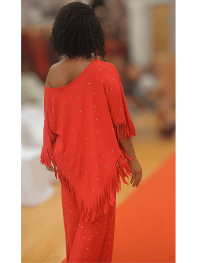 Rhinestone V-Point Tunic Set