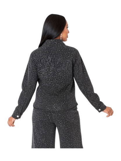 Rhinestone Denim Jacket & Culottes Set