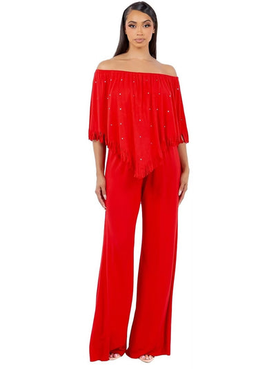 Rhinestone V-Point Tunic Set