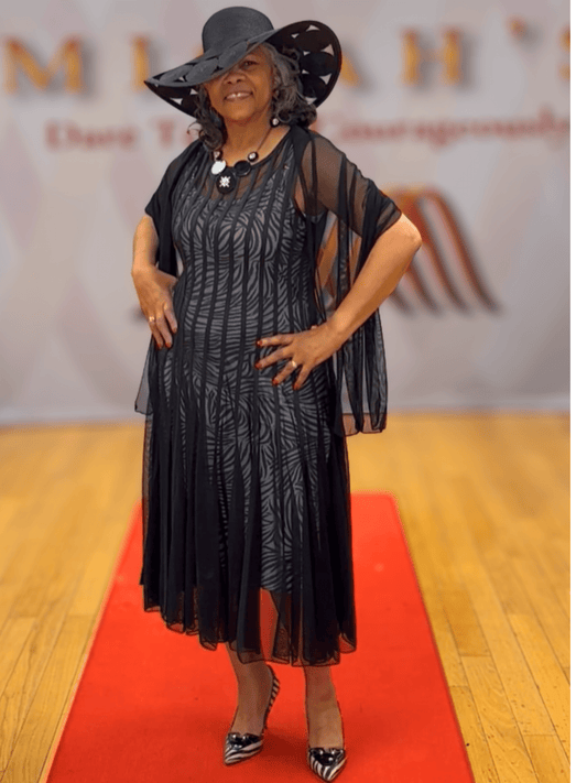 Ribbed Mesh Dress