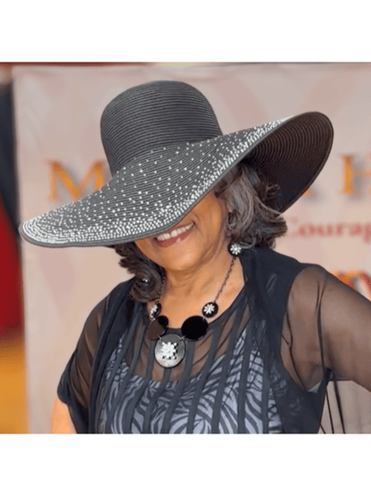 Straw Floppy Hat W/Rhinestones