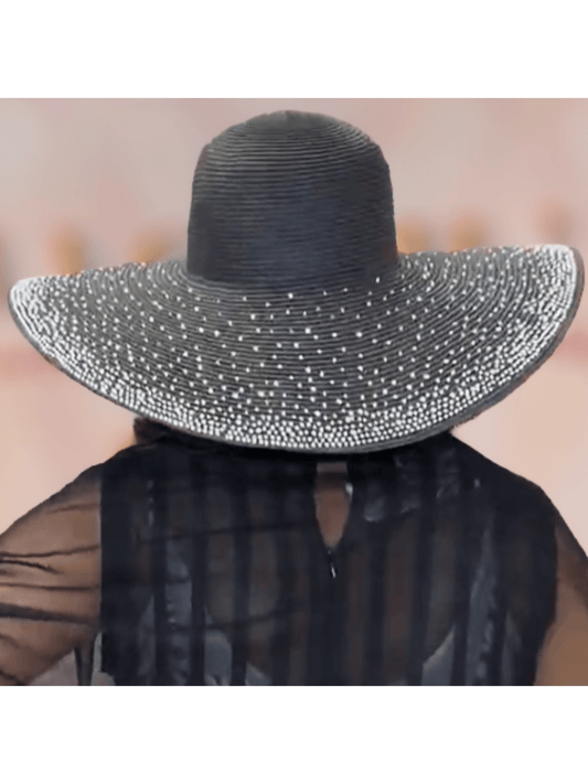 Straw Floppy Hat W/Rhinestones
