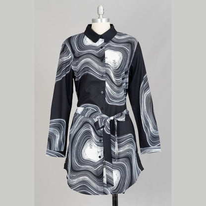 Belted Print Tunic Top