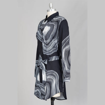 Belted Print Tunic Top