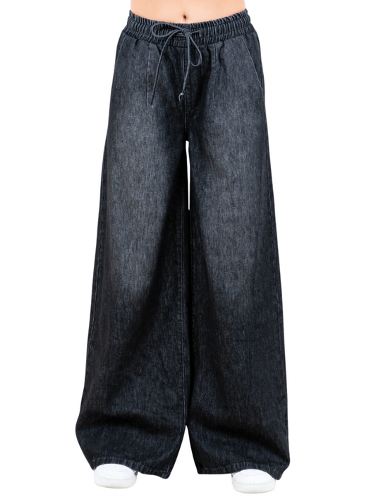 Wide Leg Pull On Style Jeans