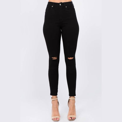 PREMIUM DISTRESSED HIGH WAIST SKINNY PANTS