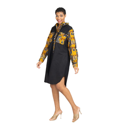 Auth African Print and Solid Dress