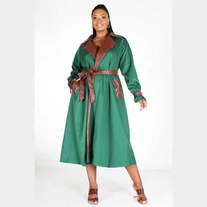 PS Two-tone Faux Leather Trench Coat