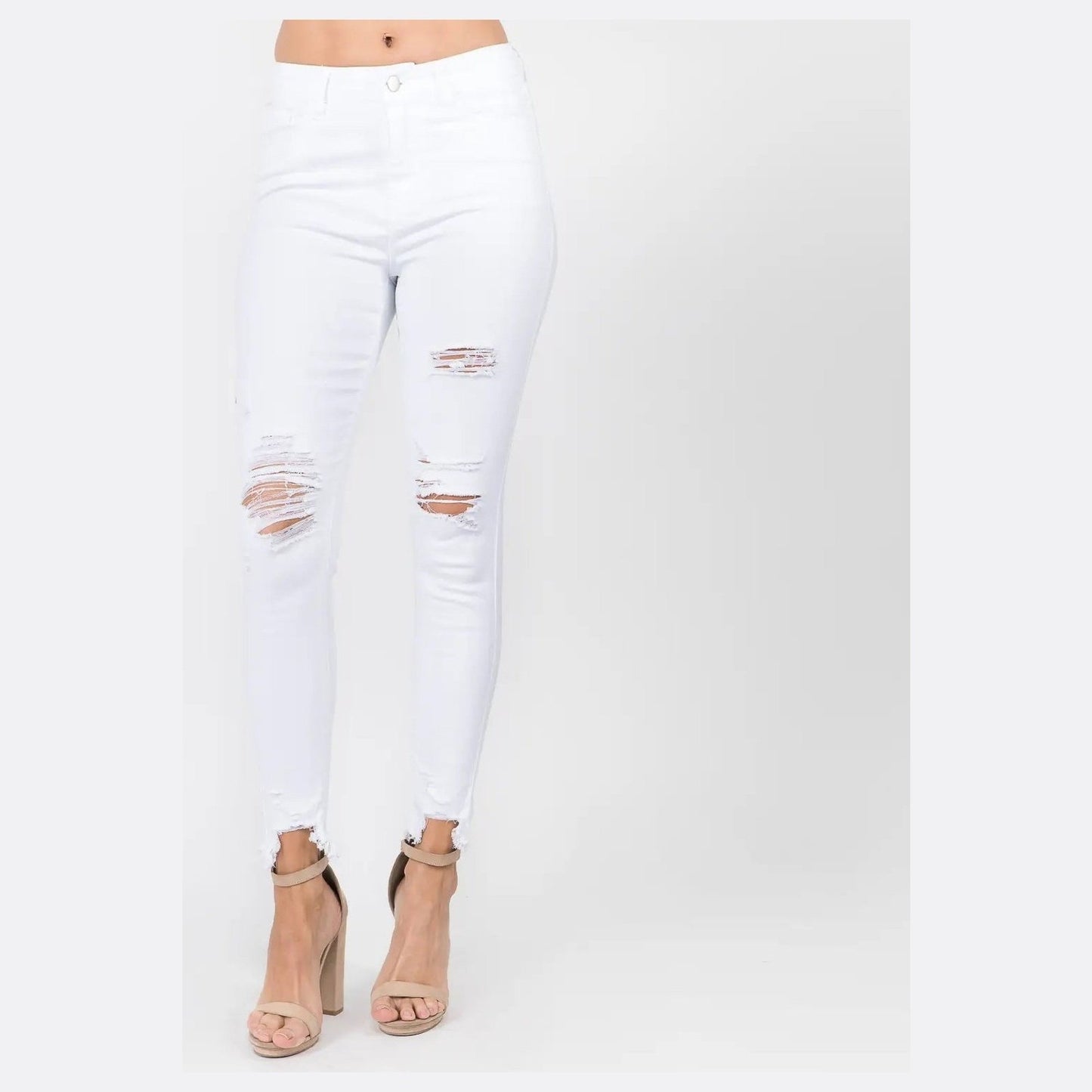 Hgh Waisted Distressed Denim Skinny Jeans