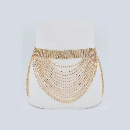 Rhinestone Multi Layered Drop Belt