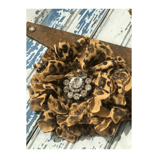 Vintage Velvet Leopard Flower Pin