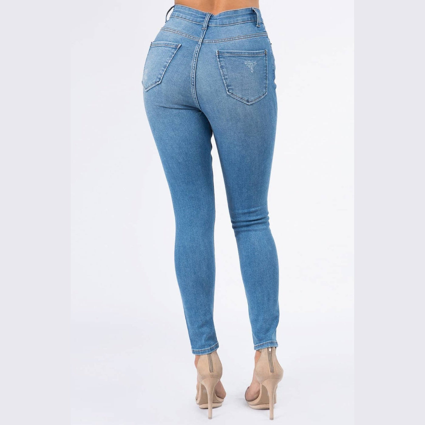High Waist Distressed Skinny Jeans