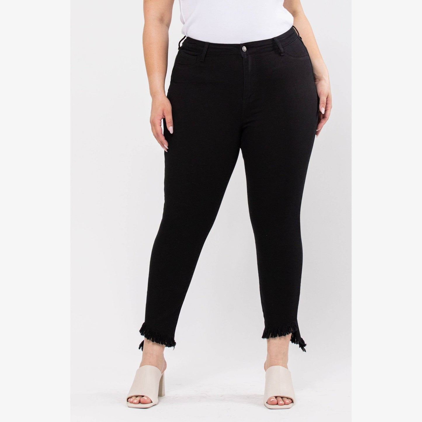 PS Mid Rise Fray Hem Crop Skinny Jeans